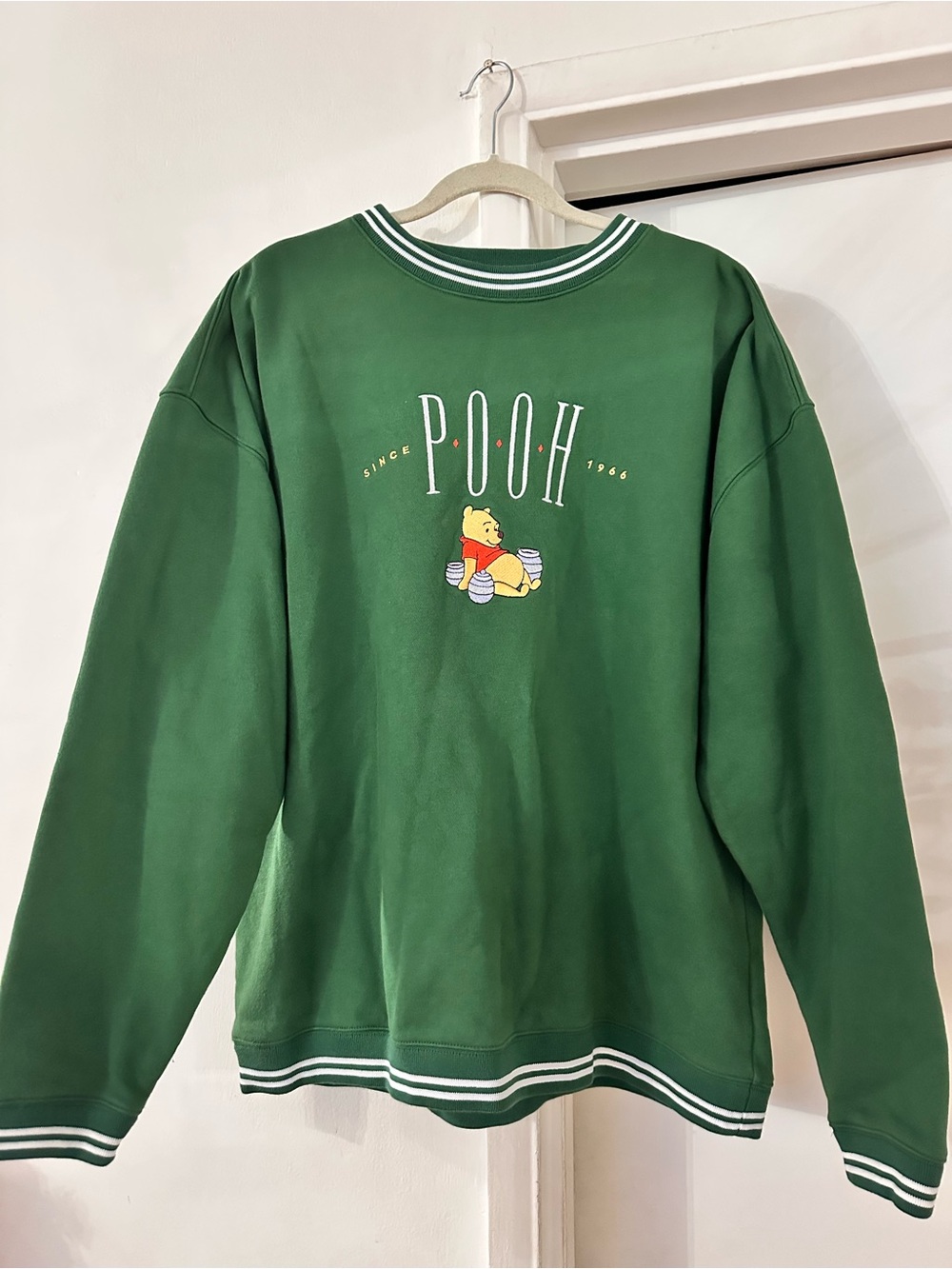 Disney Green Pooh Graphic Crewneck Sweater